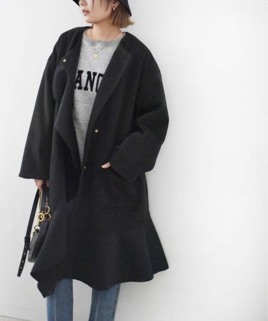 ✨新品✨Eimee Low エイミーロウ ボンディングフリルビーバーコート 黒