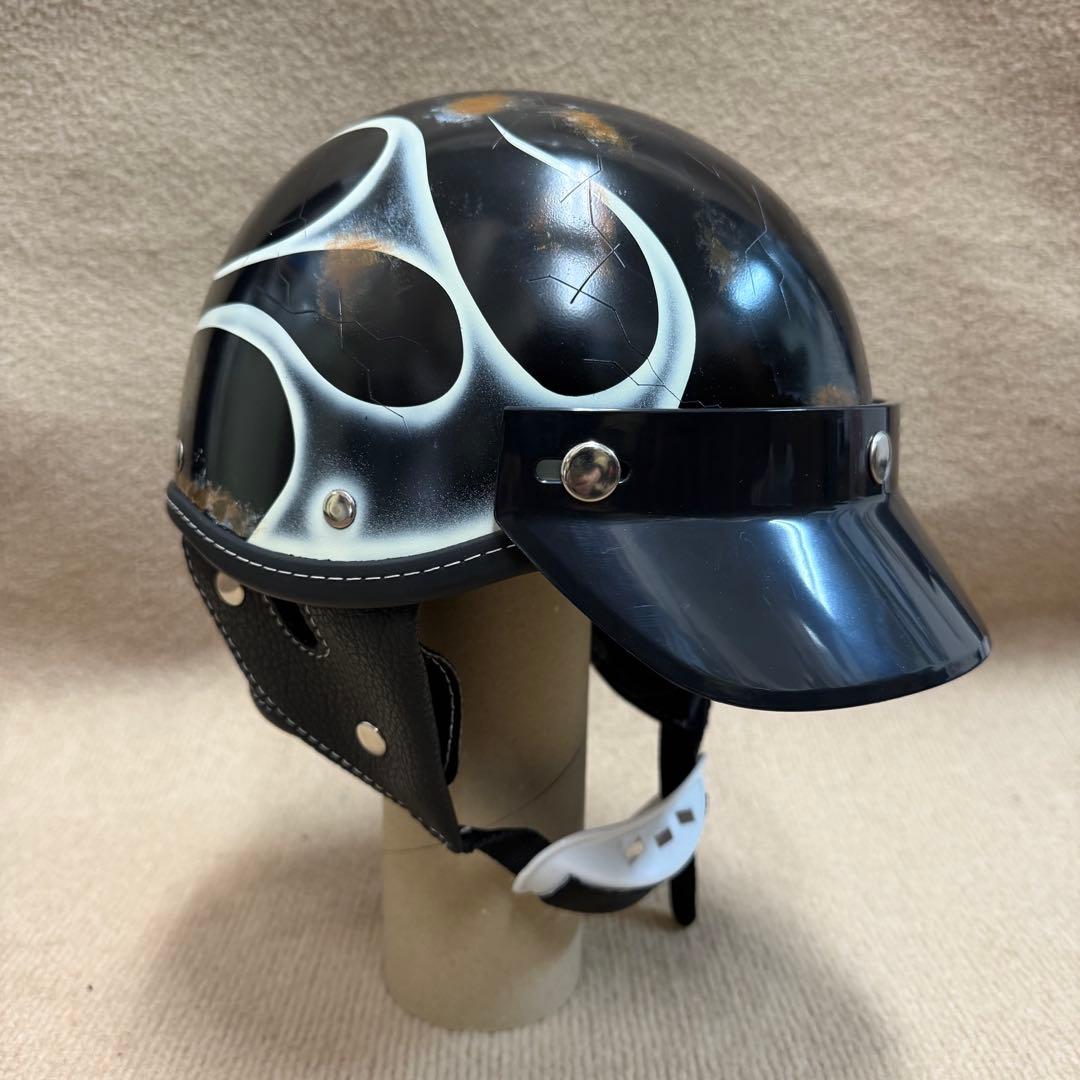 ショーティー ポリヘル ポリスヘルメット 半ヘル フレイムス エイジング加工