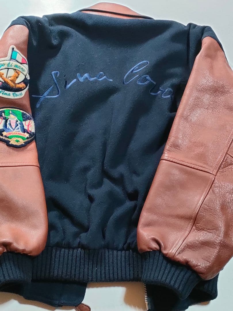SINACOVA シナコバ ス タジャン 袖レザー ワッペンジャンパー 日本製