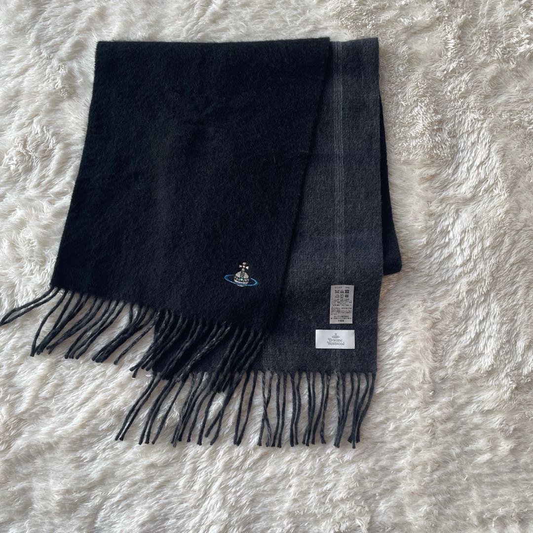 ヴィヴィアンウエストウッド カシミヤ　リバーシブルマフラー　オーブ