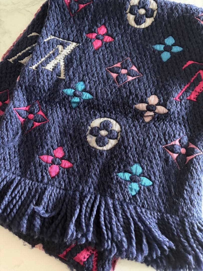 Louis Vuitton ロゴマフラー ネイビー