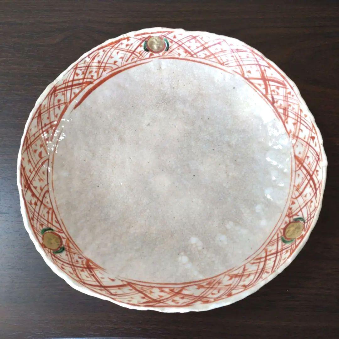 黒岩卓実　赤絵　大皿　26センチ　手描き陶器皿 赤い線