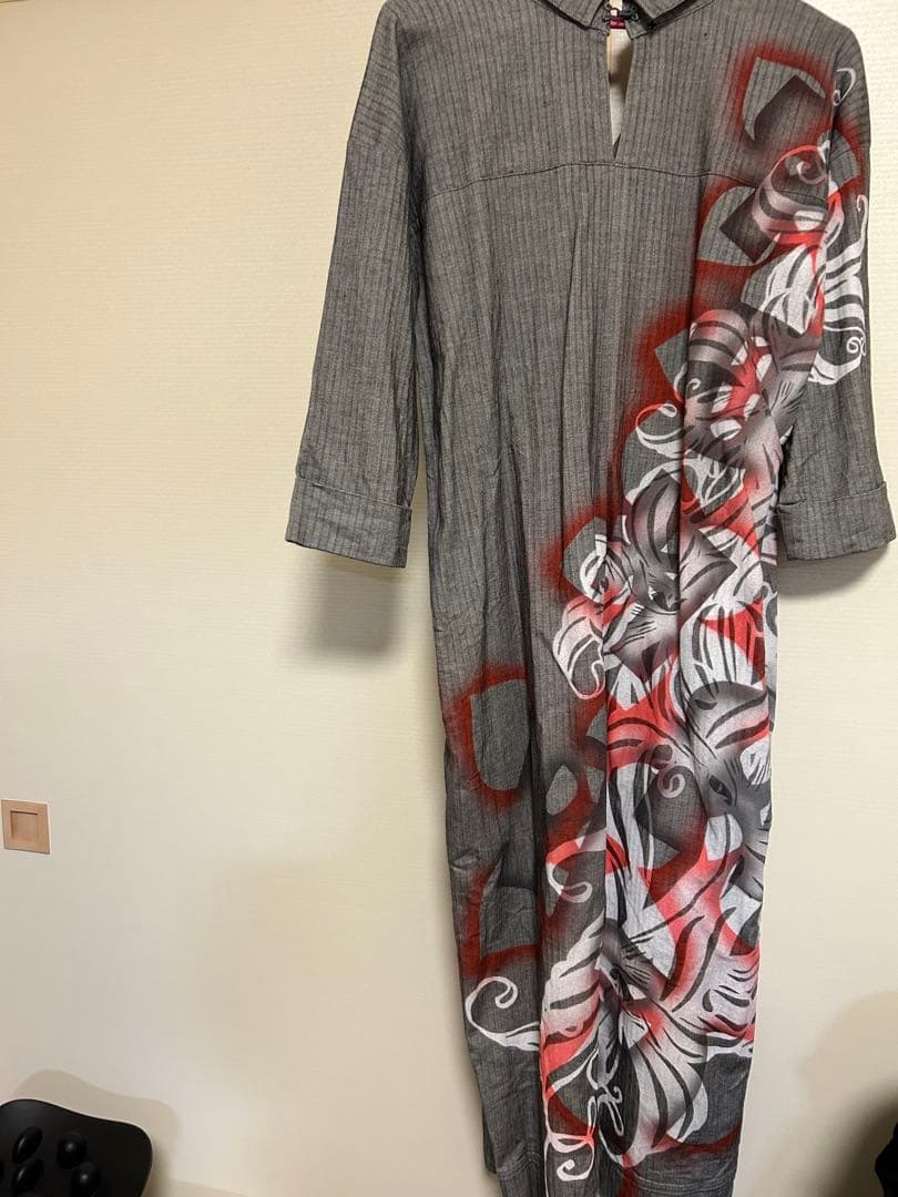 yokang リリー柄シャツワンピース　秋冬向け　ヨーカン