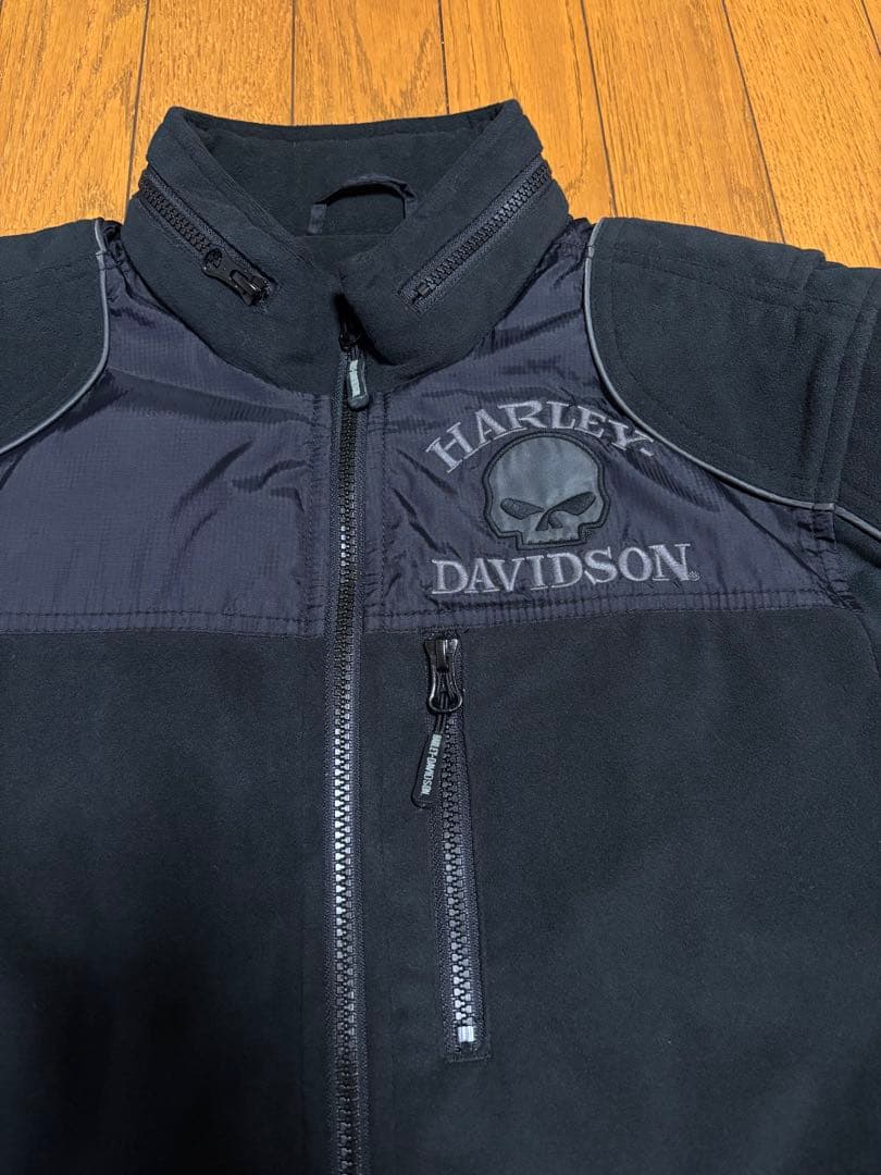 ハーレーダビットソン、スカルウインドプルーフ防風フリースジャケット、ブラック、M