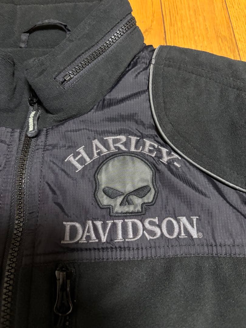 ハーレーダビットソン、スカルウインドプルーフ防風フリースジャケット、ブラック、M