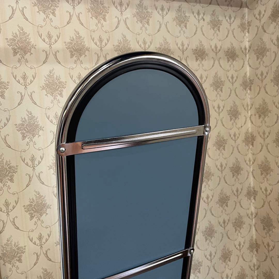 【アンティーク】アイアンフレーム スタンドミラー 全身鏡 メタル 個性派 男前