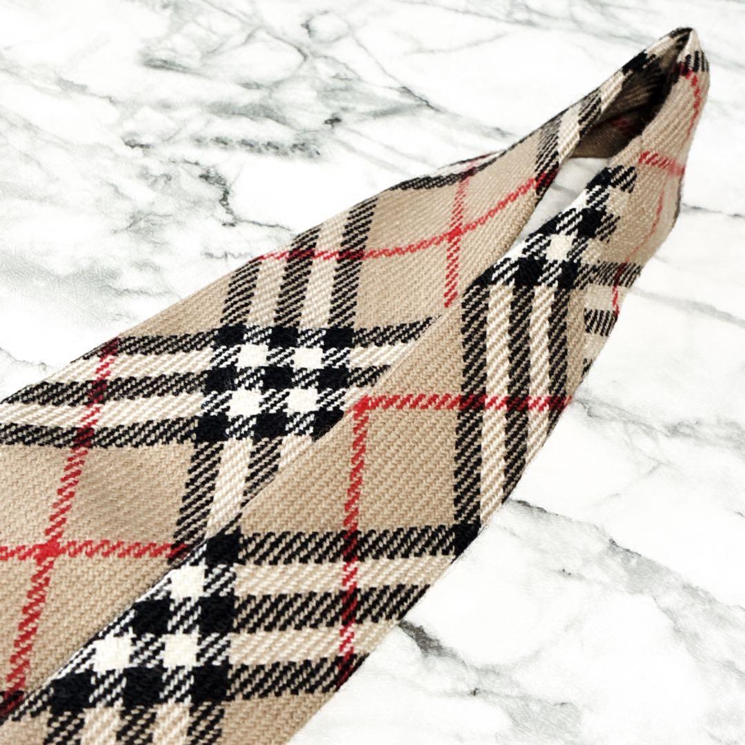 ✨未使用クラス✨バーバリー　ノバチェック　ウール　ベージュ　ネクタイ