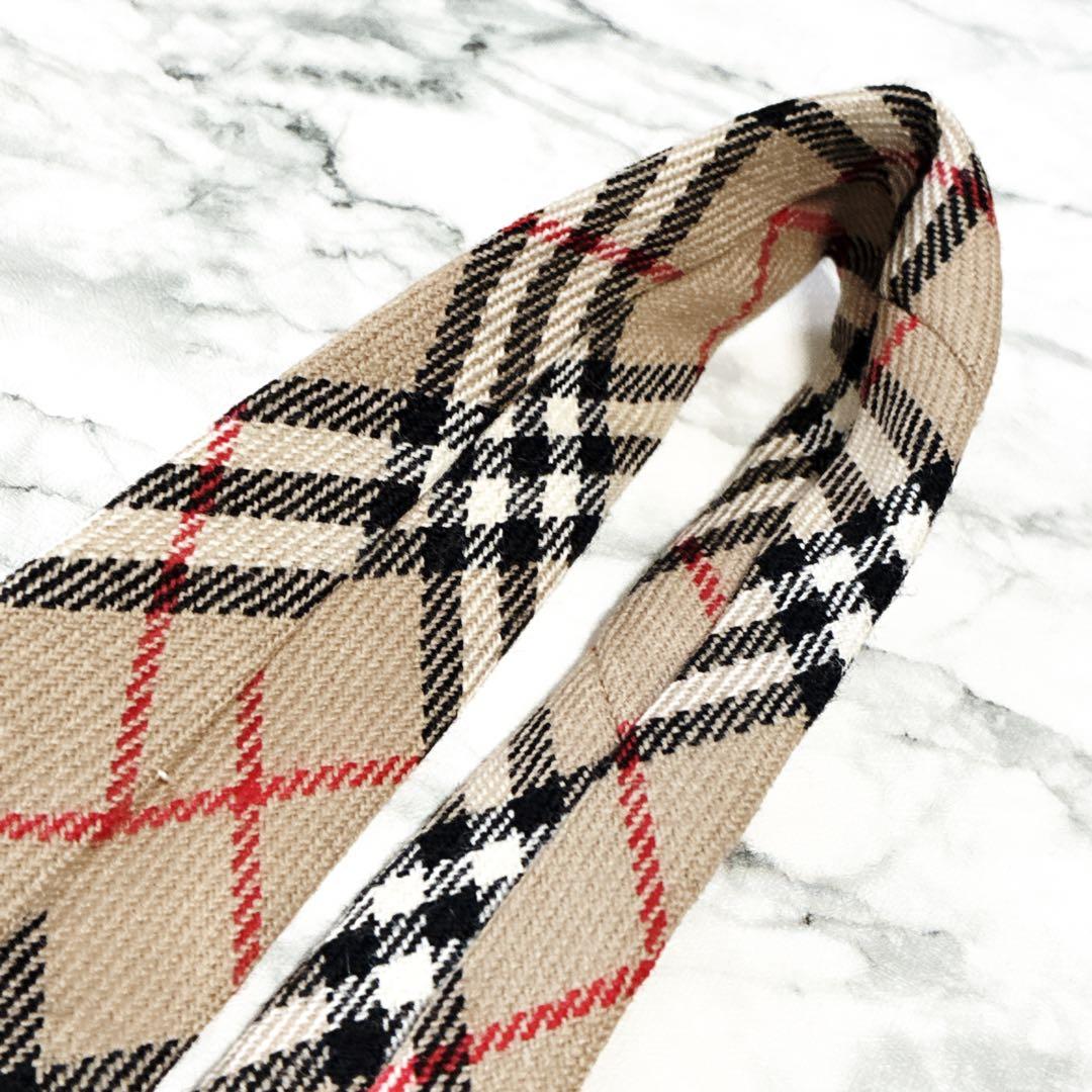 ✨未使用クラス✨バーバリー　ノバチェック　ウール　ベージュ　ネクタイ