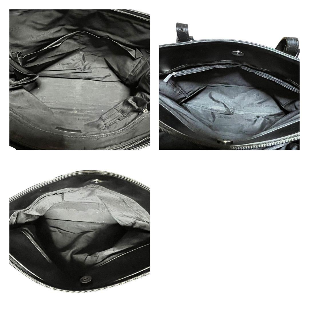 良品　カルバンクライン　ビジネスバッグ　A4 レザー　3層　ブラック　肩掛け