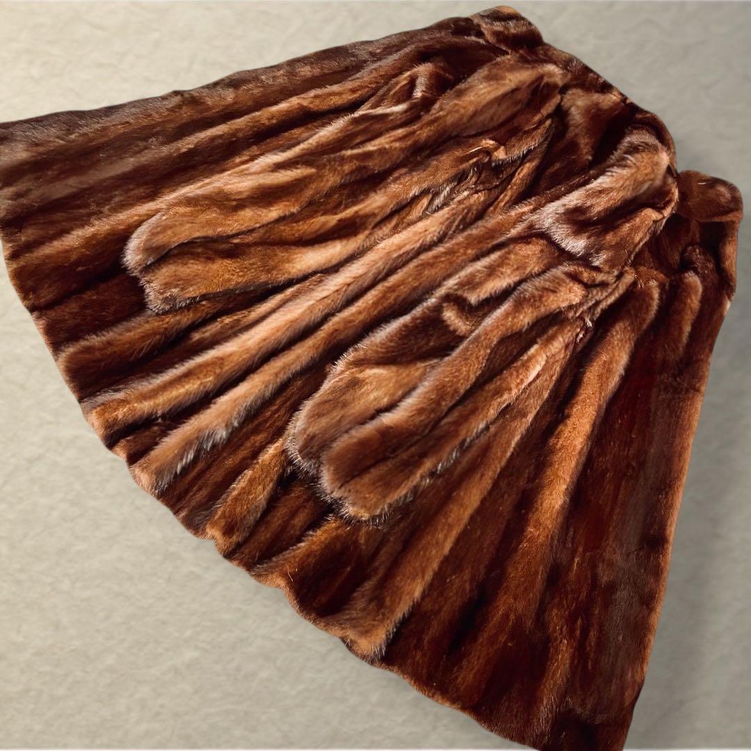 毛並み◎ EMBA ダークミンク オーバーサイズ セミロングコート 13号