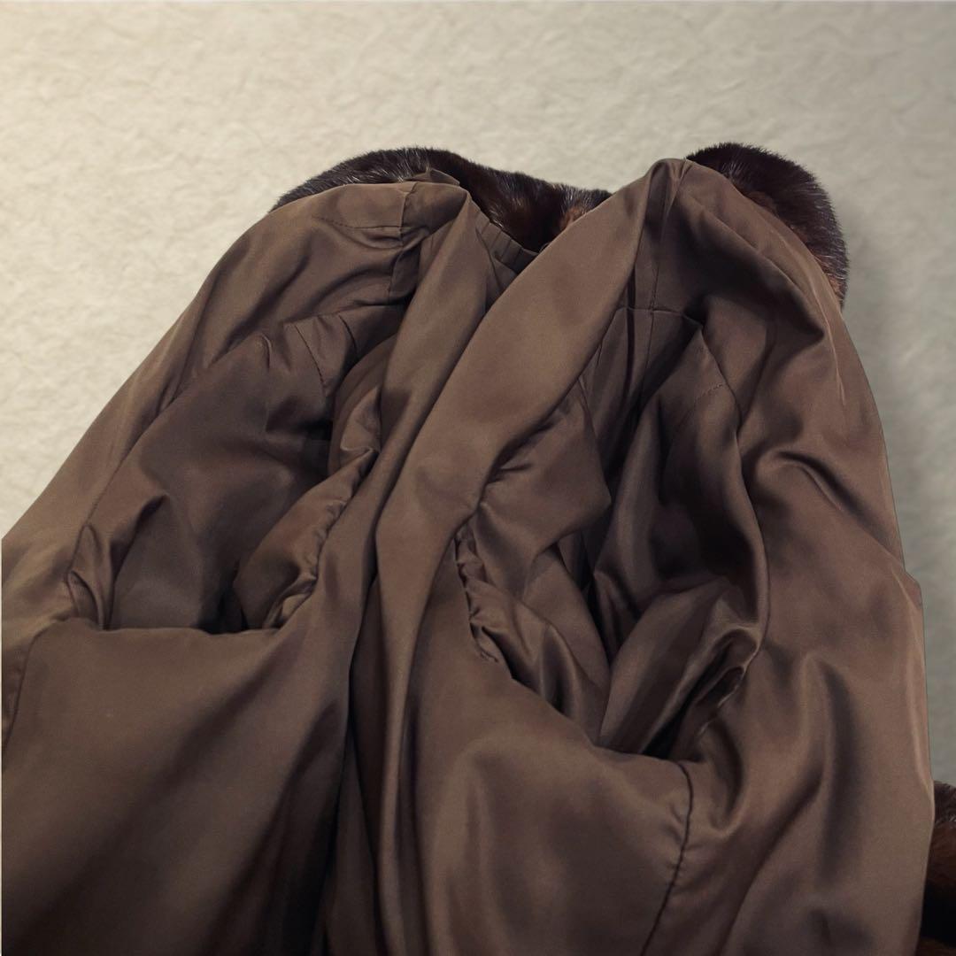 毛並み◎ EMBA ダークミンク オーバーサイズ セミロングコート 13号