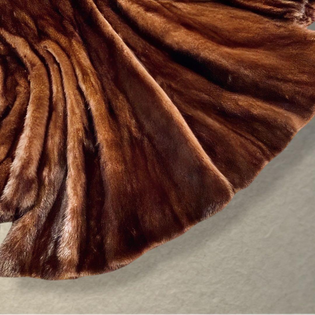 毛並み◎ EMBA ダークミンク オーバーサイズ セミロングコート 13号