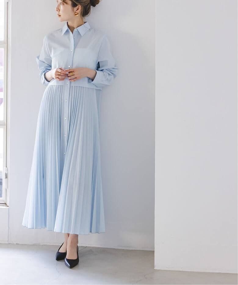 Noble　ノーブル　 プリーツシャツワンピース