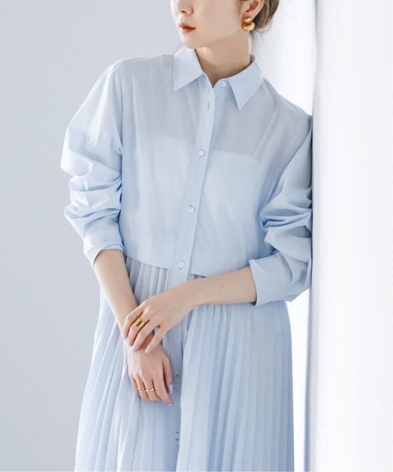 Noble　ノーブル　 プリーツシャツワンピース