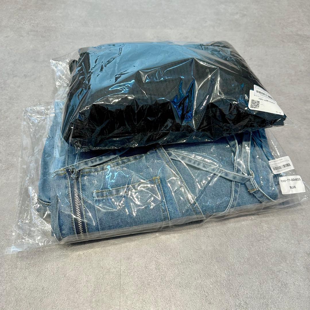 【IAMイアム】ケープアンサンブルニット+デザインデニムサロペット 新品未使用品