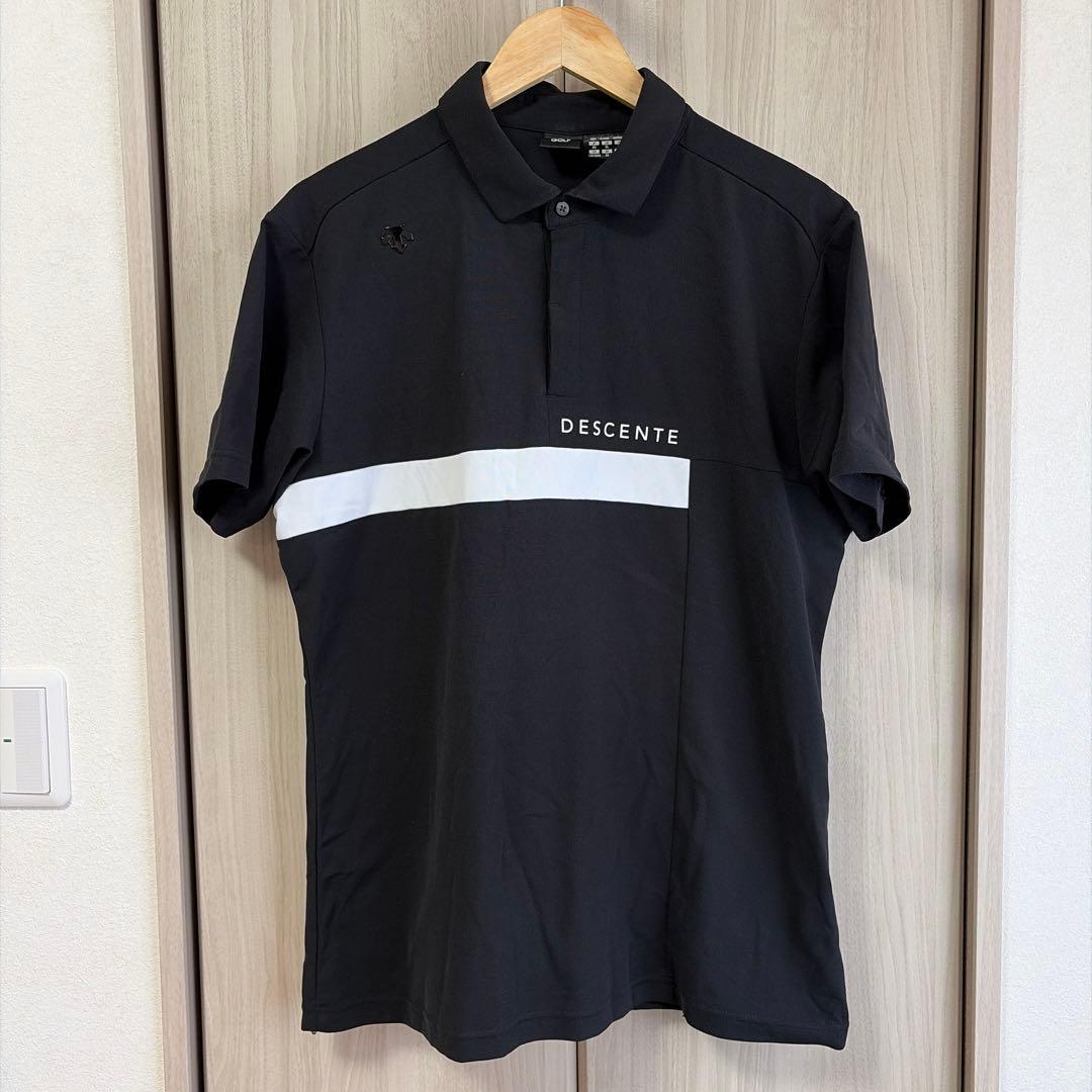 【美品】DESCENTE ゴルフ ポロシャツ XL ブラック