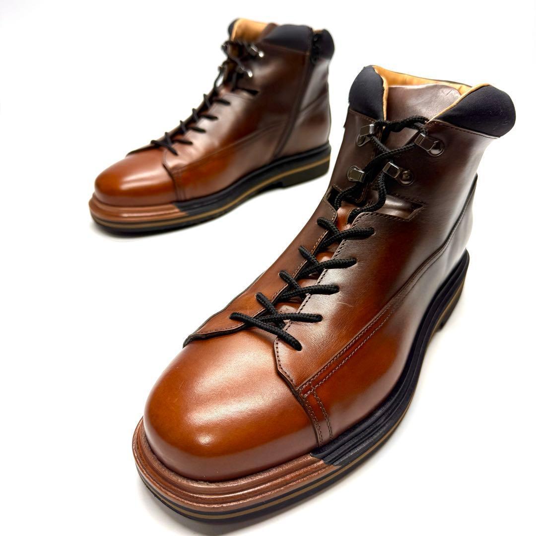 【未使用に近い】Santoni サイドジップブーツ ブラウン イタリア製 レザー