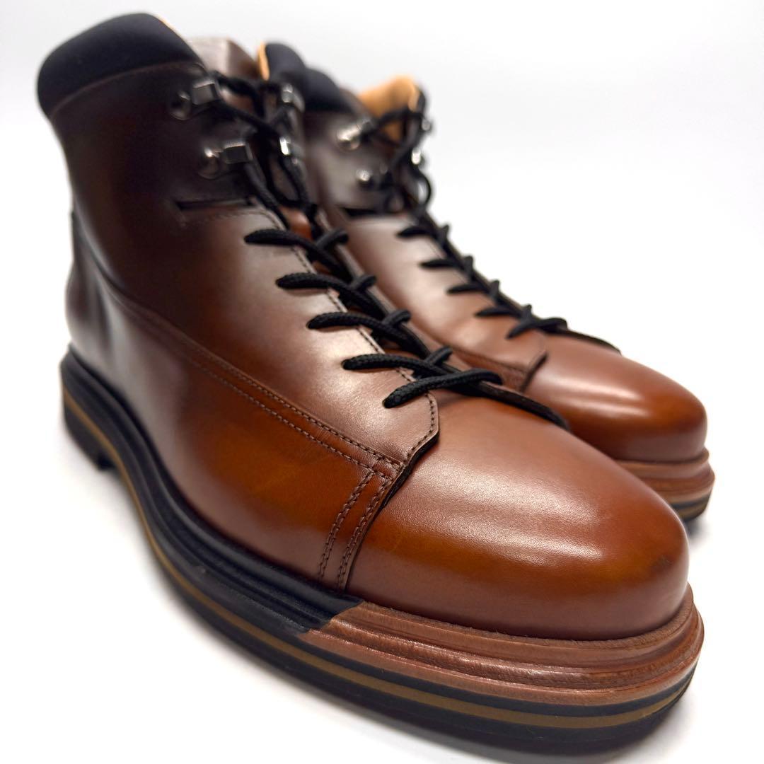 【未使用に近い】Santoni サイドジップブーツ ブラウン イタリア製 レザー