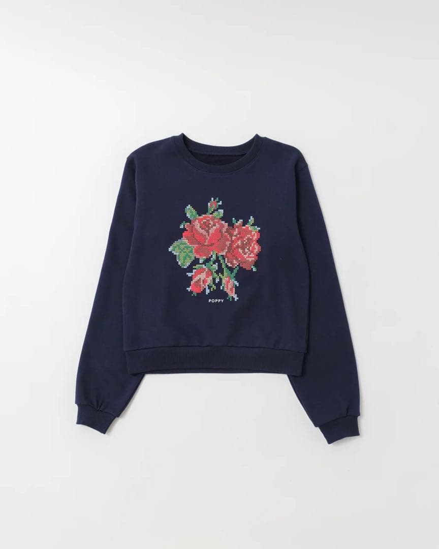POPPY あさぎーにょ スウェット フラワー ネイビー