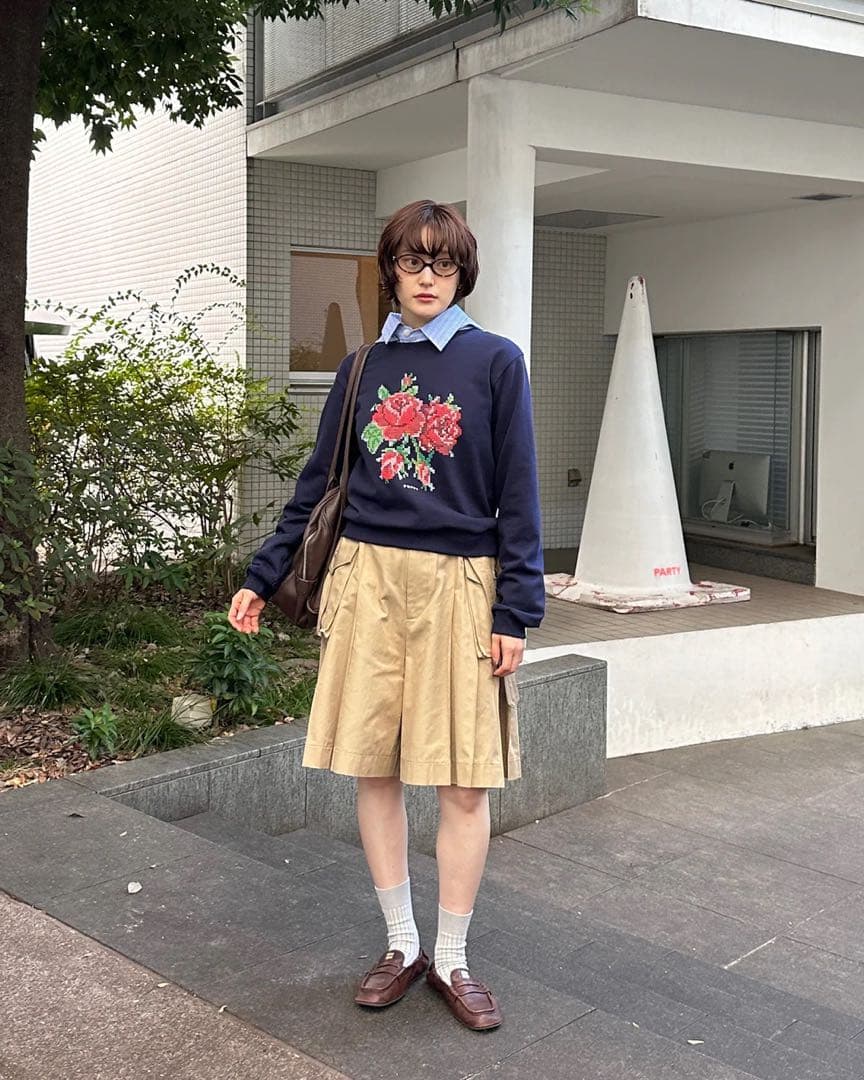 POPPY あさぎーにょ スウェット フラワー ネイビー