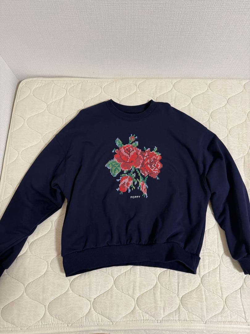 POPPY あさぎーにょ スウェット フラワー ネイビー