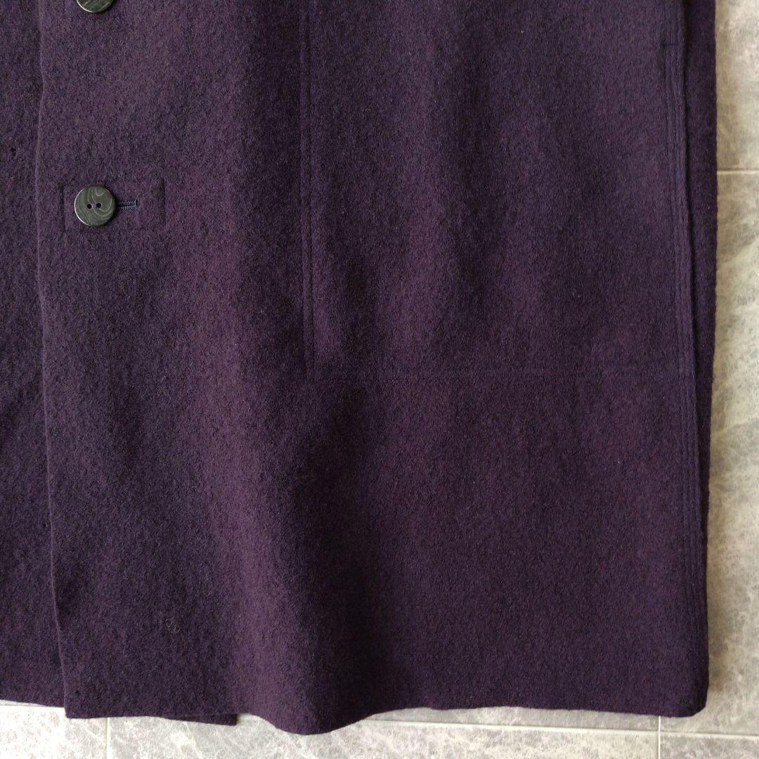 563 ヨーガンレール ウールメルトン ロングコート ゆったり パープル