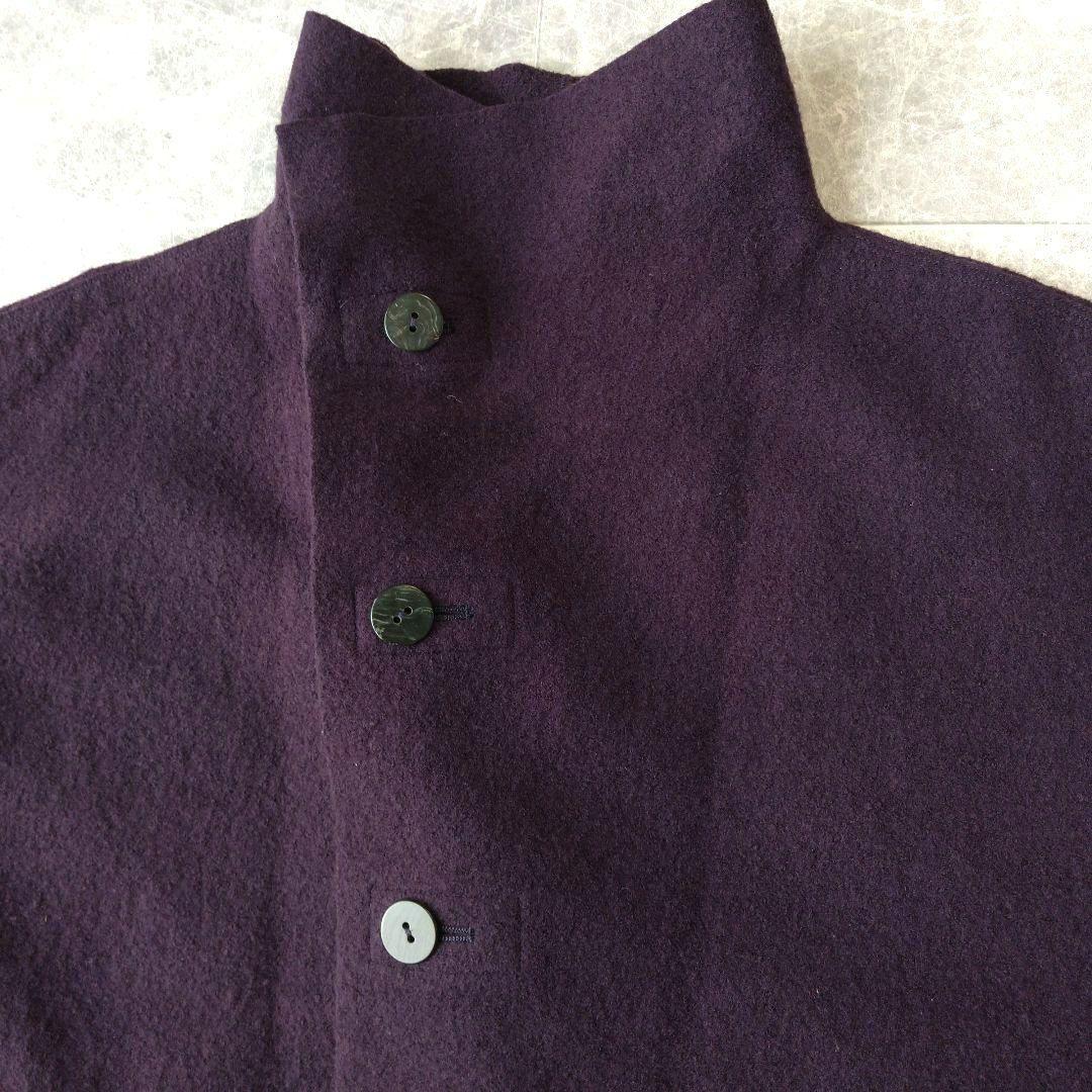 563 ヨーガンレール ウールメルトン ロングコート ゆったり パープル