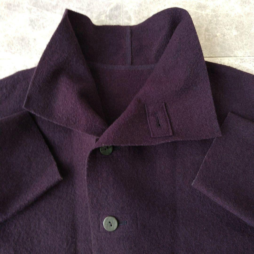 563 ヨーガンレール ウールメルトン ロングコート ゆったり パープル