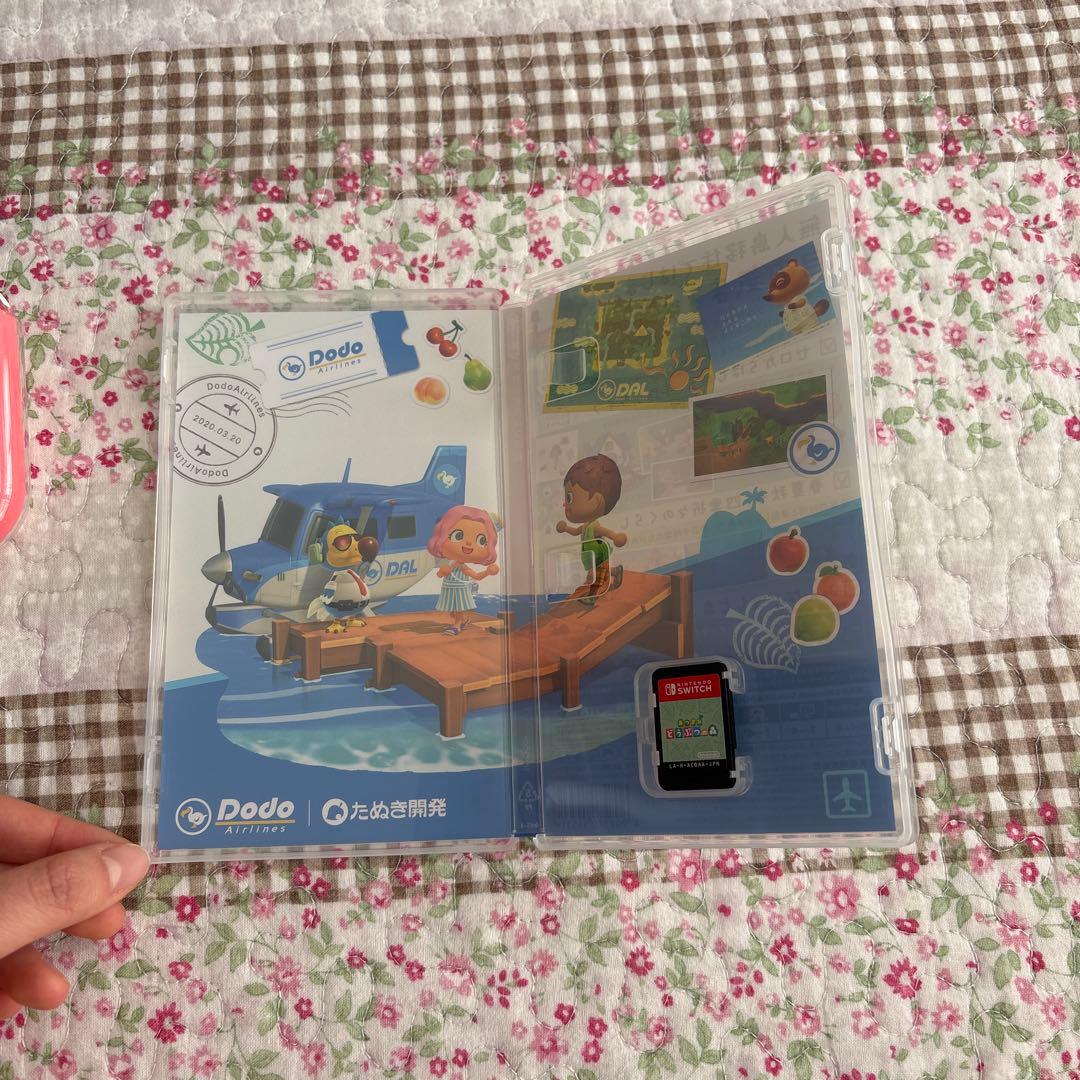 Switch lite どうぶつの森 しずえアロハ柄 コーラル 本体 カセット付