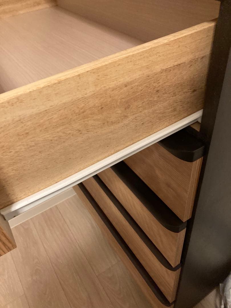 ダークブラウン&木目調　6段チェスト