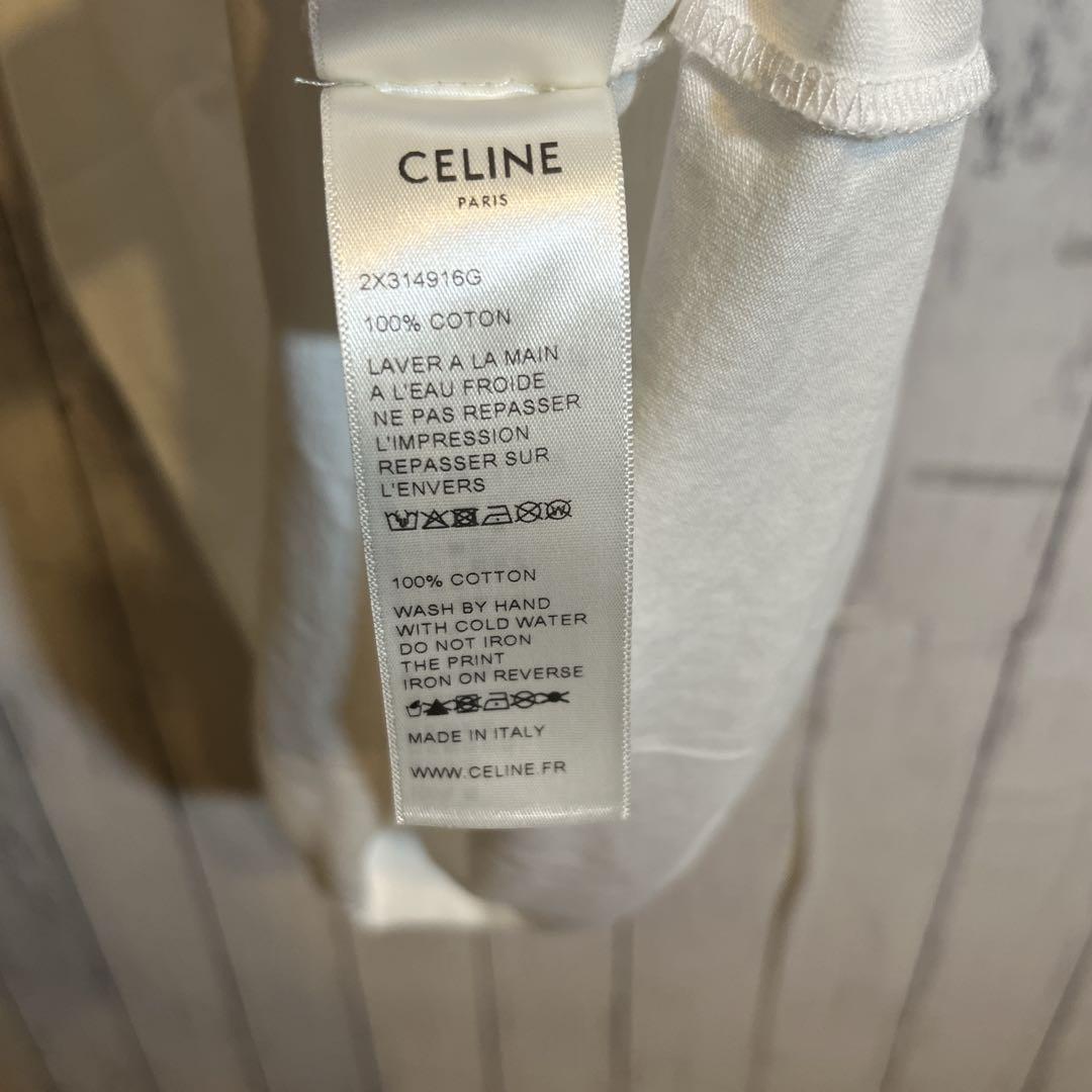 【美品・定番】セリーヌ☆ブランドロゴ入りTシャツ 人気カラー ホワイト 白色