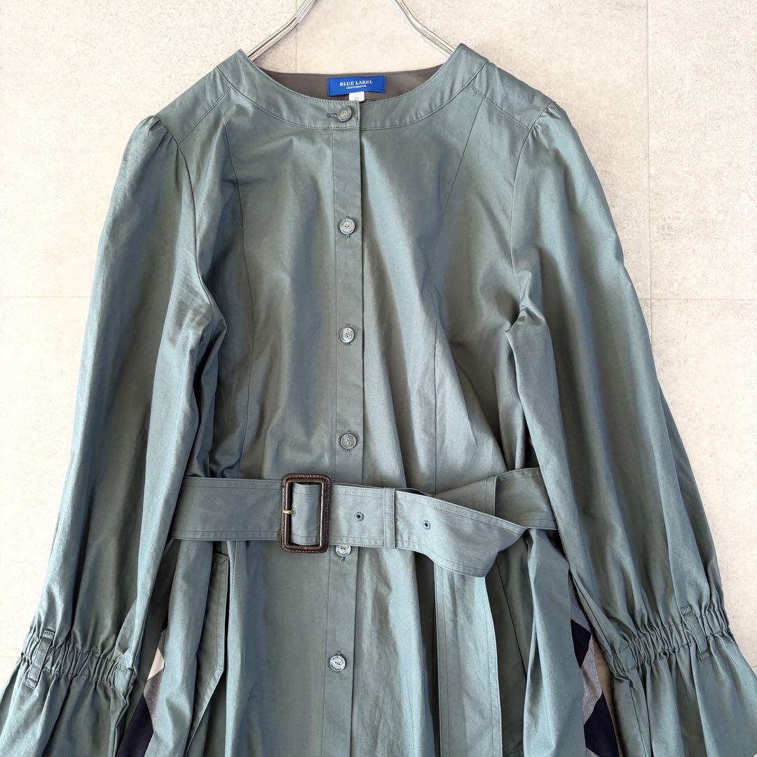 極美品✨️ブルーレーベルクレストブリッジ ノーカラーベルトシャツワンピース 38