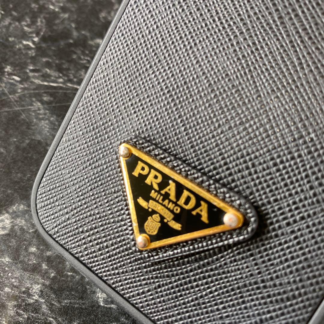 PRADA iPhone14pro スマホケース 三角ロゴ ブラック