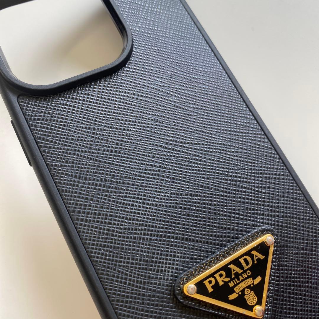 PRADA iPhone14pro スマホケース 三角ロゴ ブラック