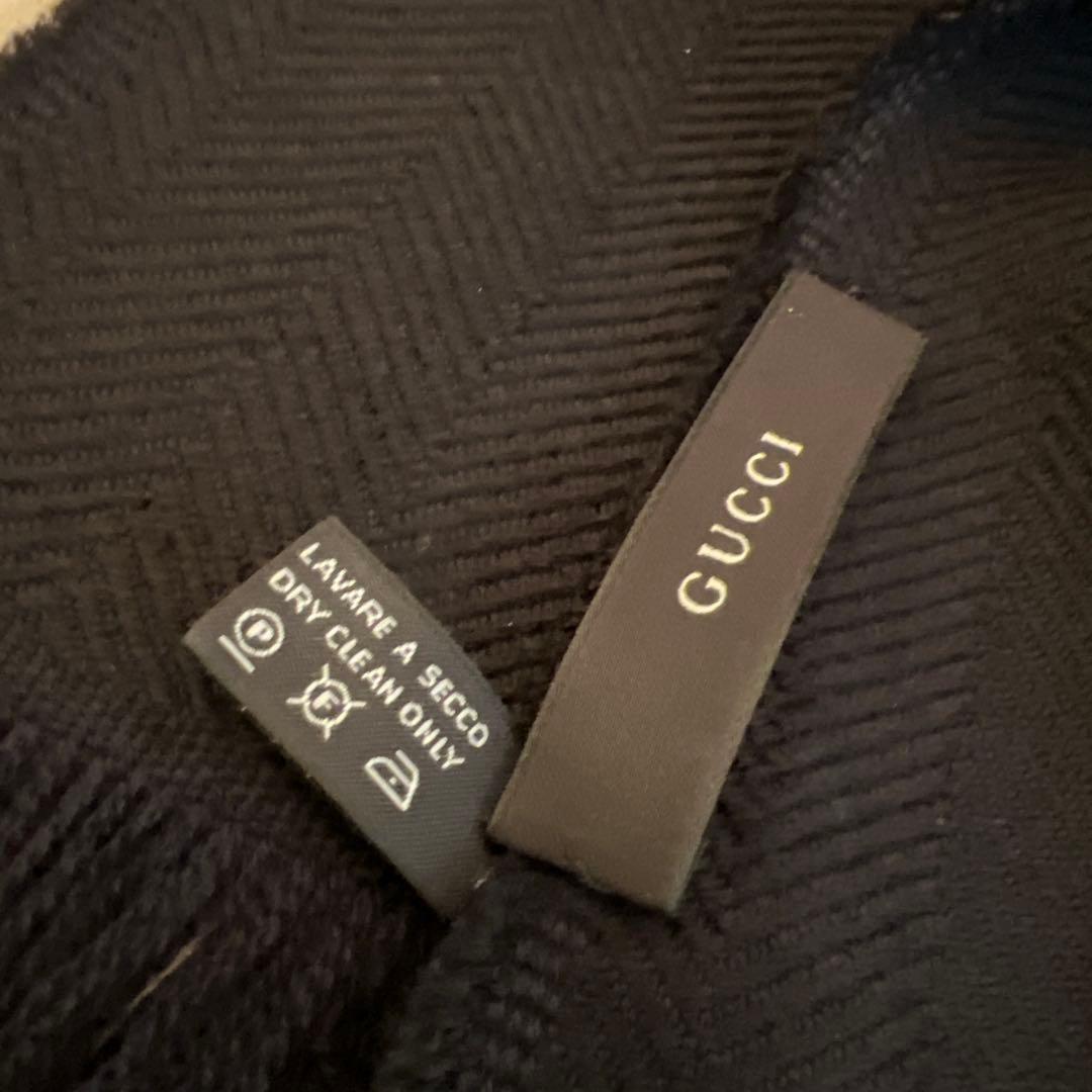 GUCCIマフラー ミラノ本店購入 保存袋付き 美品 ブラック