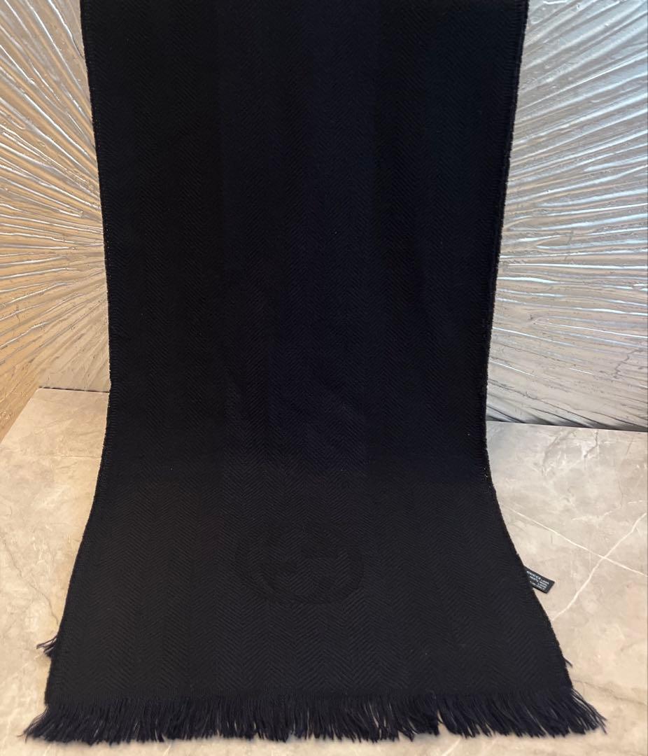 GUCCIマフラー ミラノ本店購入 保存袋付き 美品 ブラック