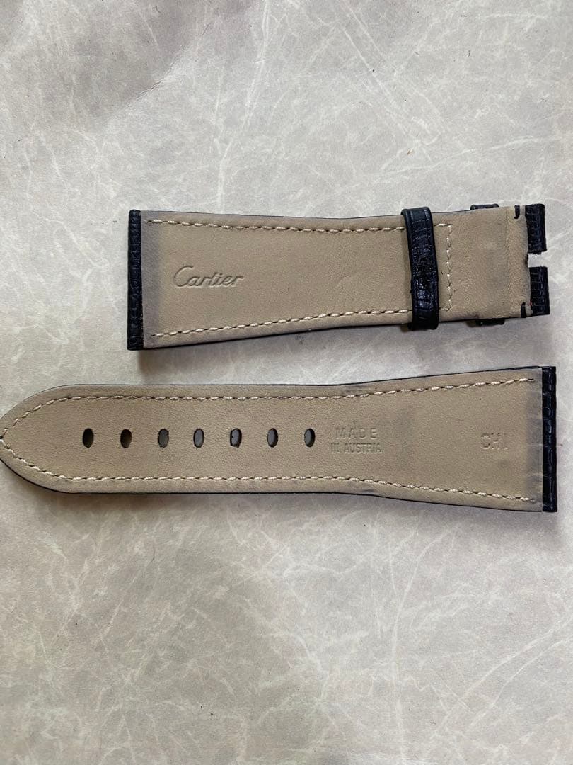 新品 カルティエ レザーベルト 正規品 ブラック 黒 クロコダイル マストタンク