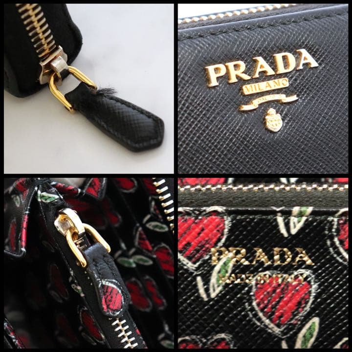 プラダ 1ML506 サフィアーノ　長財布　ハート　ブラック