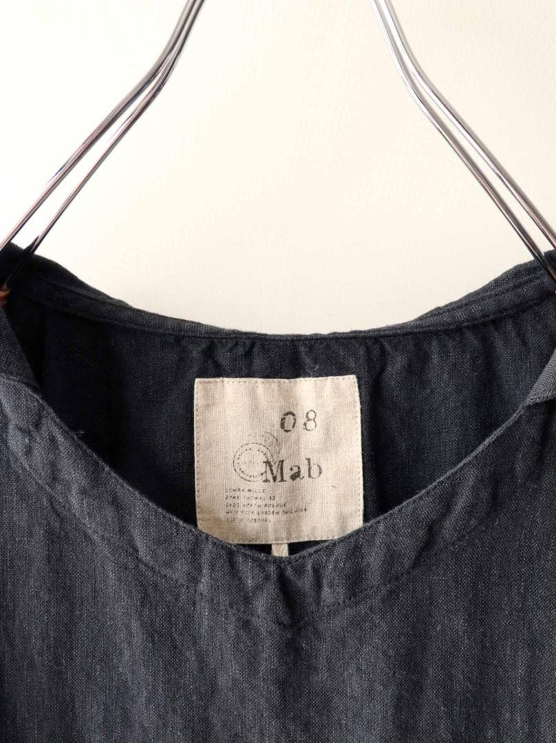 新品値引　08Mab　ブラック*パーカーノースリーブワンピース　9番手麻 866