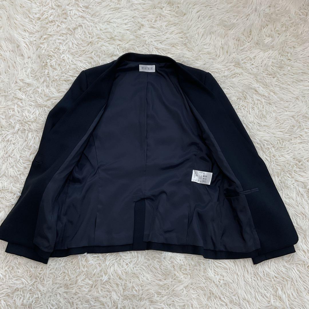 極美品　PLST セットアップ　ノーカラージャケット　スカートスーツ　ネイビー