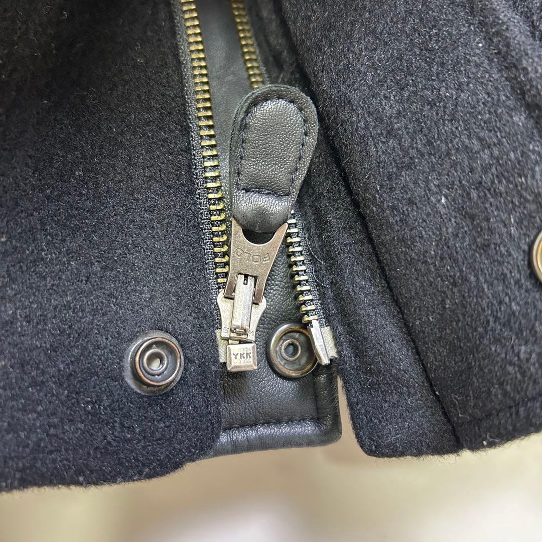 【希少】ポロラルフローレン レザー ダウンベスト リバーシブル 黒 M ウール