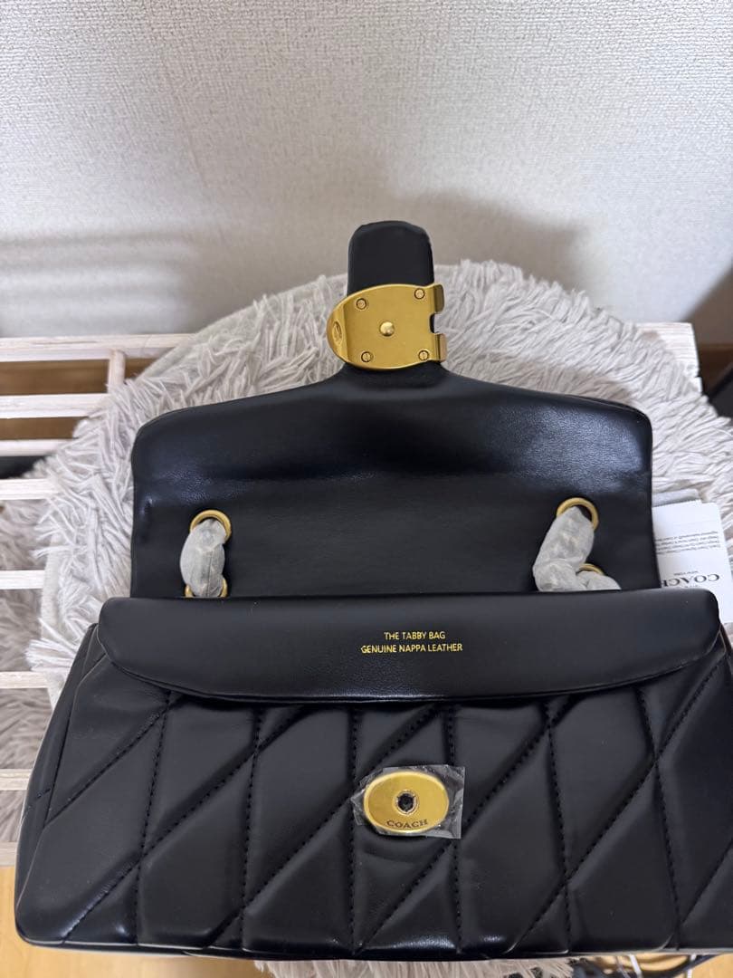 COACHタビー ショルダー バッグ 26・キルティング　ブラック/ゴールド