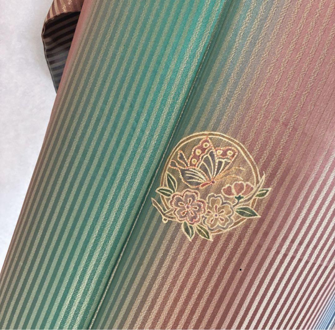 坂*ん様 付け下げ　小紋　フルセット　着物　正絹　縞模様　ストライプ　比翼仕立