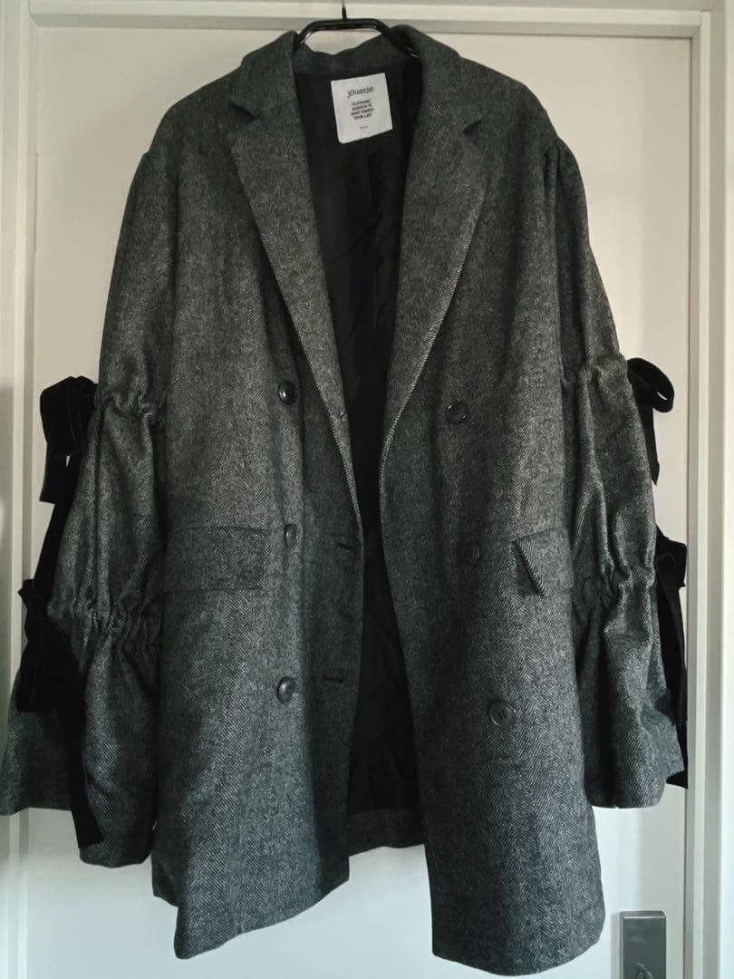 jouetie スリーブリボンジャケットコート グレー