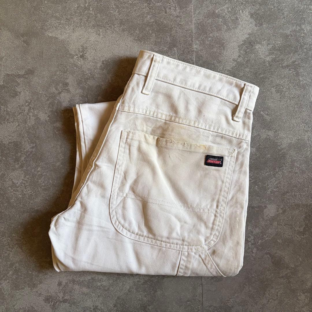 Dickies ペインターパンツ ホワイト W32 ワークパンツ ワイド 古着