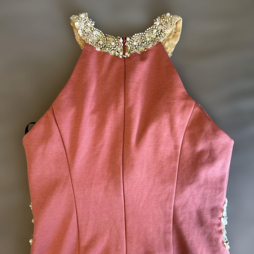 エンジェルアール　ビジュー　ホルターネック　ピンク　キャバドレス　タイト　ミニ