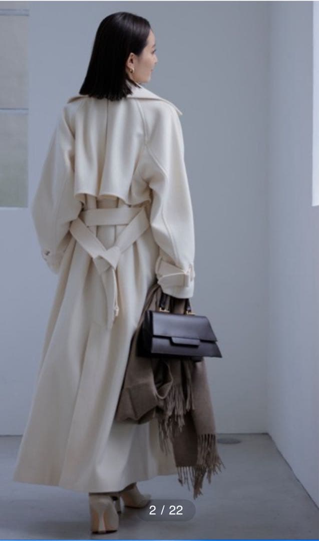 anuans ウールトレンチコート 薄いピンク