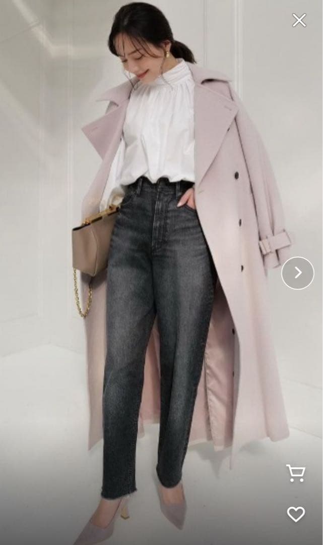 anuans ウールトレンチコート 薄いピンク