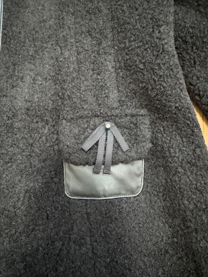 最終値下げ！Super Beauty ノーカラージャケット ブラック ボア　44