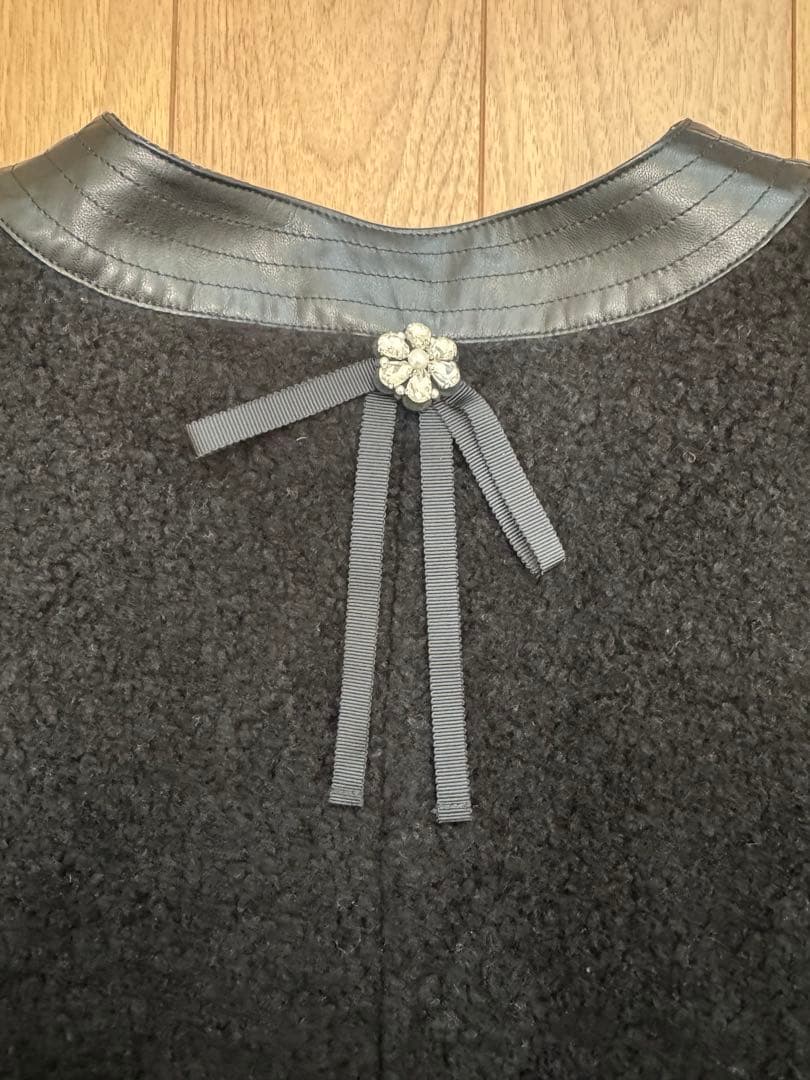 最終値下げ！Super Beauty ノーカラージャケット ブラック ボア　44